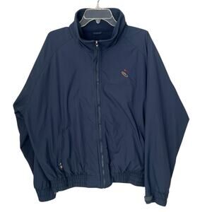 Harris Teeter Grocery Jacket Full Zip Pockets Fleece Navy Ukrop's Large FLAW